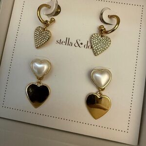 Stella & Dot Gold Heart Beat As One Earrings - wear multiple ways!